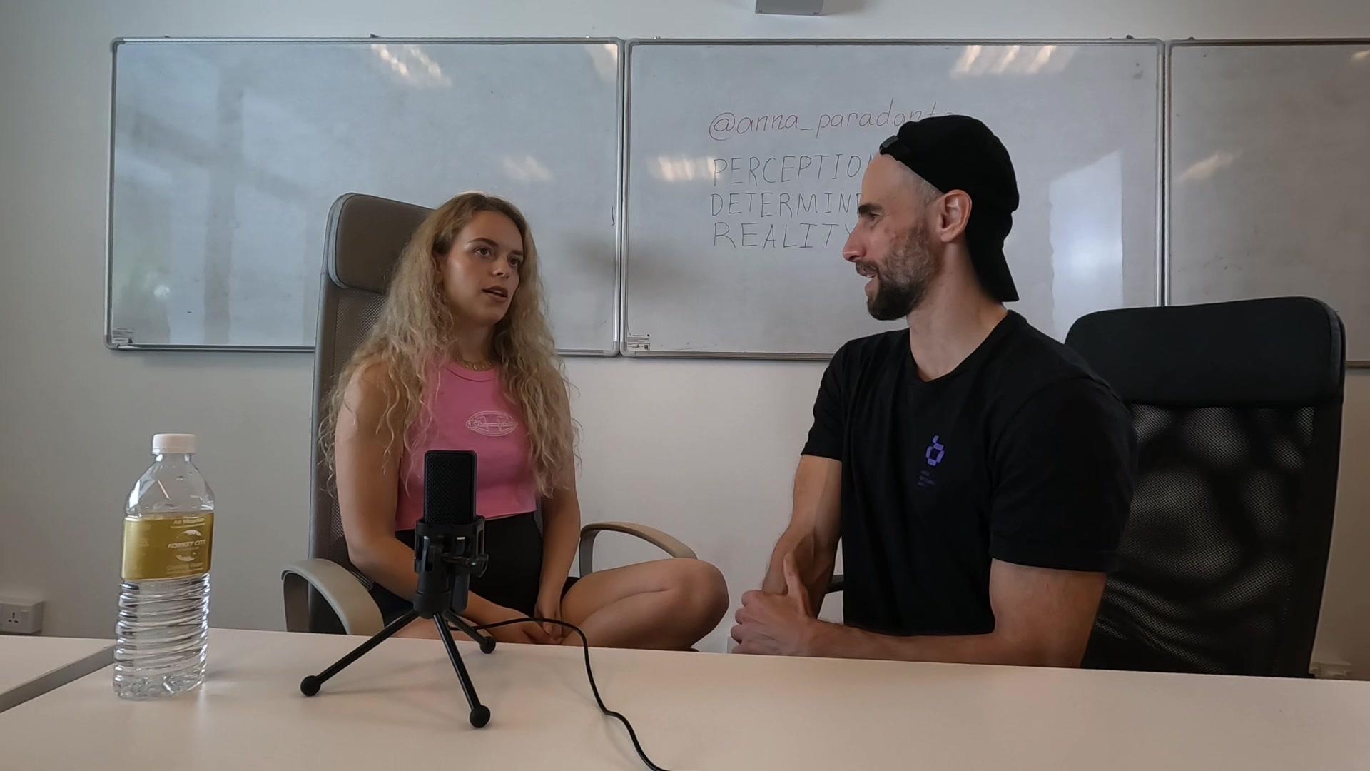Anna Sokol speaking during the interview at Network School