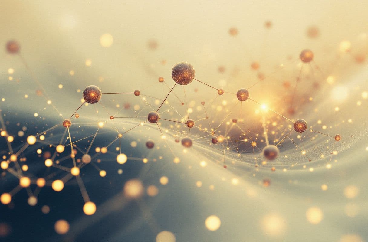 A growing, branching network of glowing amber nodes connected by fine threads of light